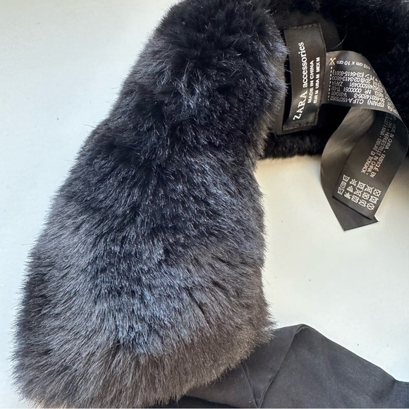 Zara black faux fur collar scarf - Picture 8 of 9